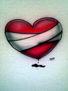 Custom Airbrushed Bleeding Heart Ladies T shirt